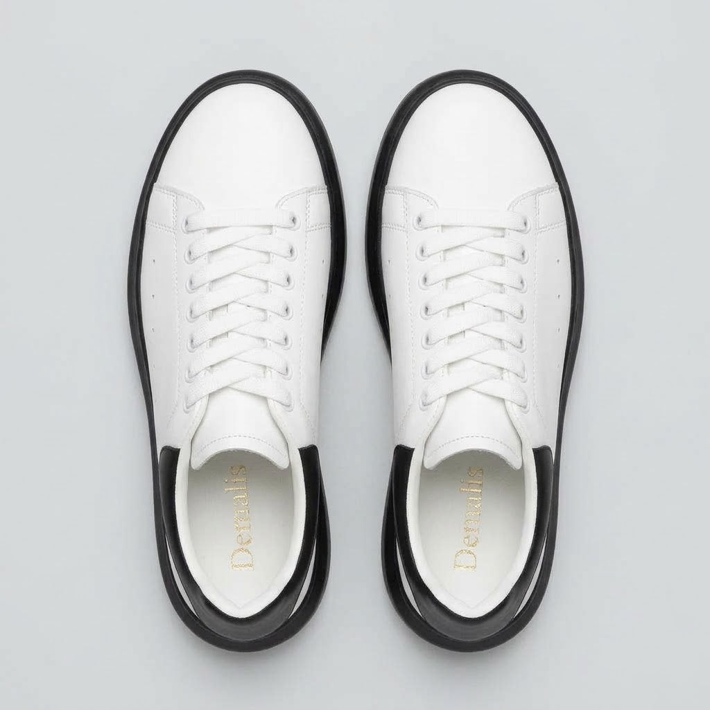 Pantofi sport bărbați PIELE NATURALA Culoare ALB-NEGRU