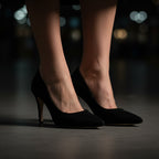 Pantofi eleganti dama din piele intoarsa naturala l culoare neagra l cod