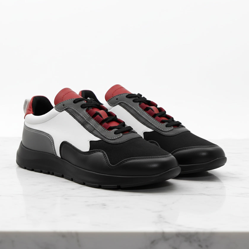 Pantofi sport bărbați piele naturală 467 multicolor talpa neagra