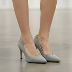 Pantofi eleganti dama din piele intoarsa naturala l culoare gri l cod