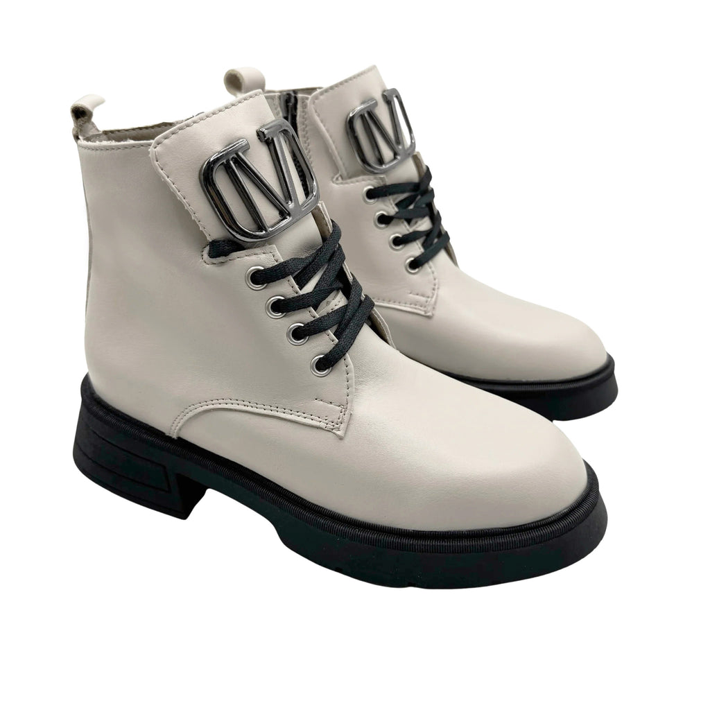 Ghete de damă din piele naturală | 730 Culoare alb natur