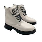 Ghete de damă din piele naturală | 730 Culoare alb natur