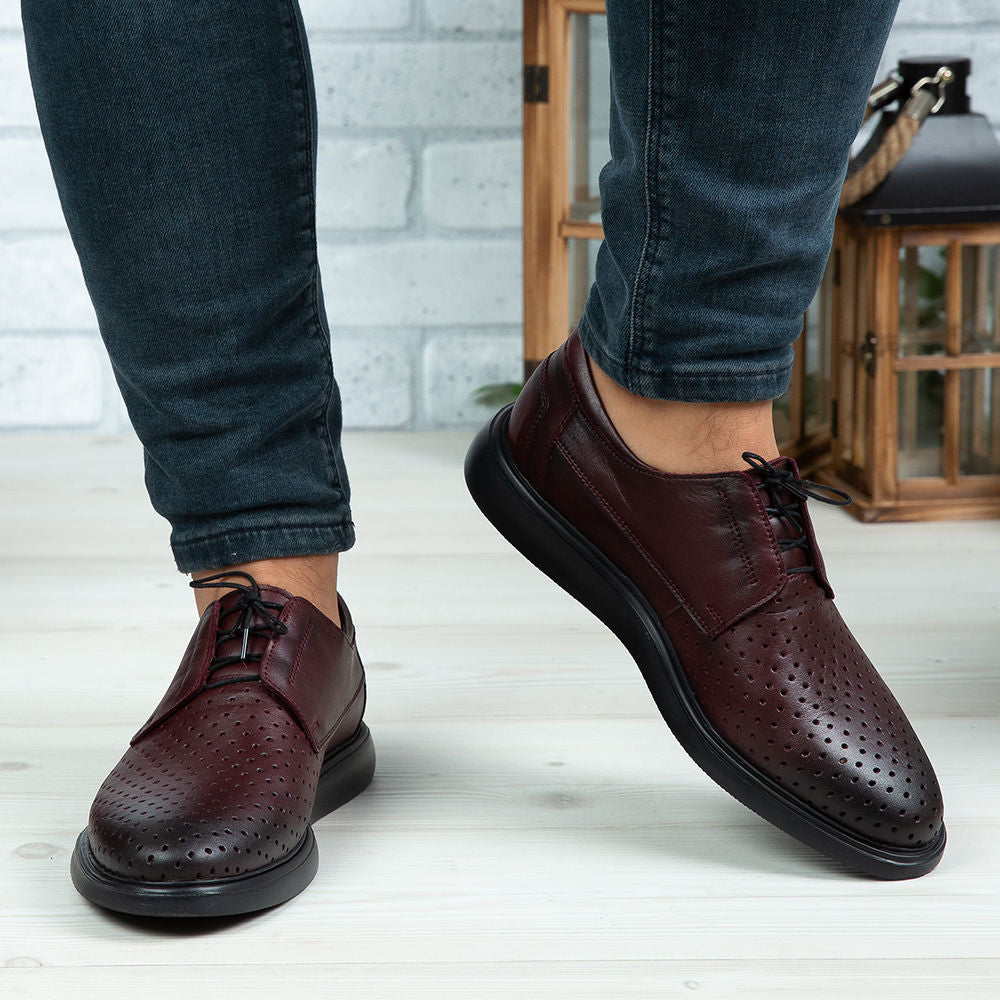 Pantofi Casual Barbati Piele Naturala 558 G Visiniu