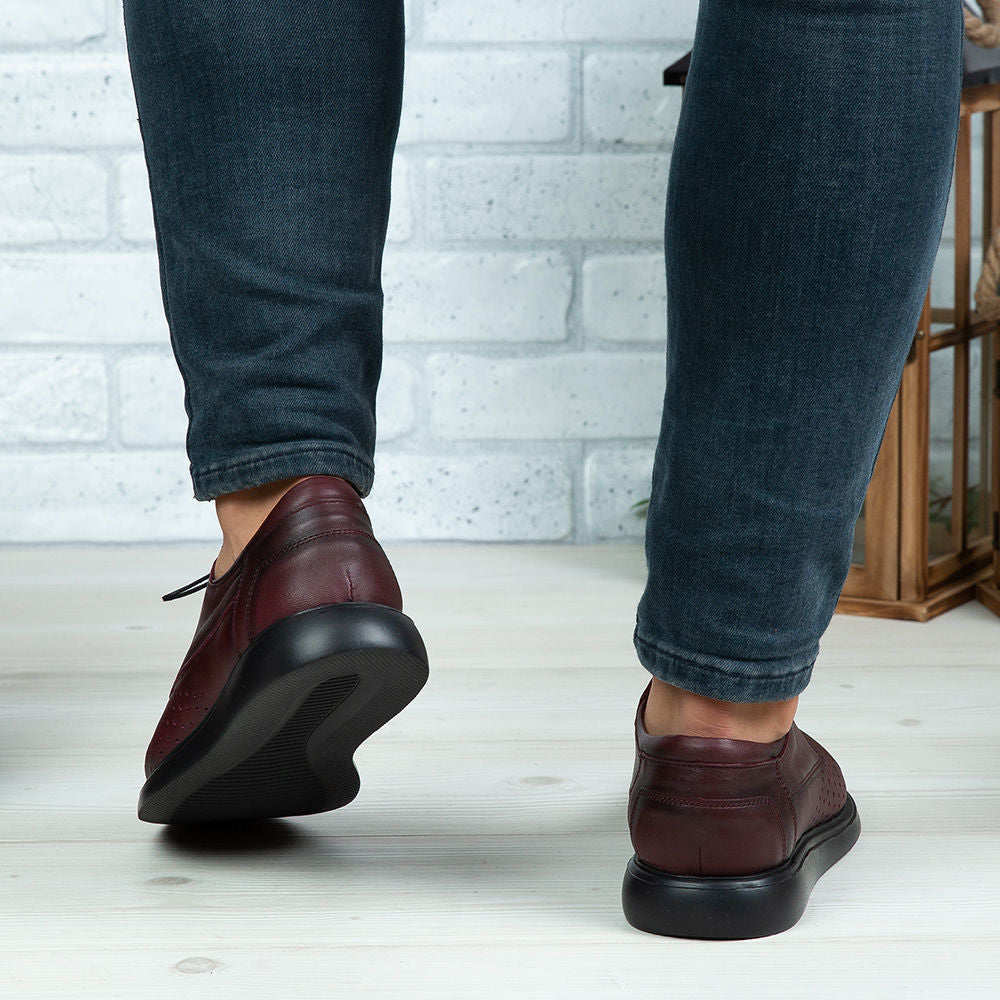 Pantofi Casual Barbati Piele Naturala 558 G Visiniu