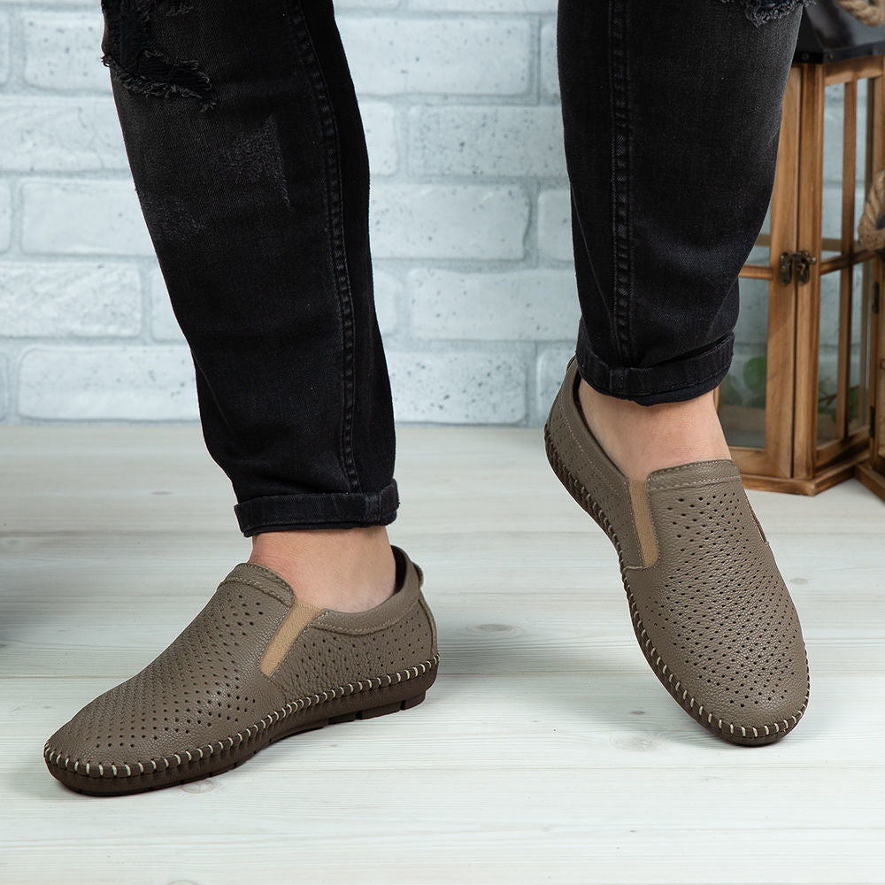 Mocasini Barbati Piele Naturala 600 Bej Inchis