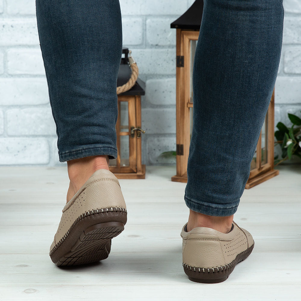 Mocasini Barbati Piele Naturala 600 Bej Deschis