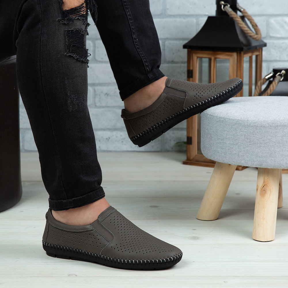 Mocasini Barbati Piele Naturala 600 Gri