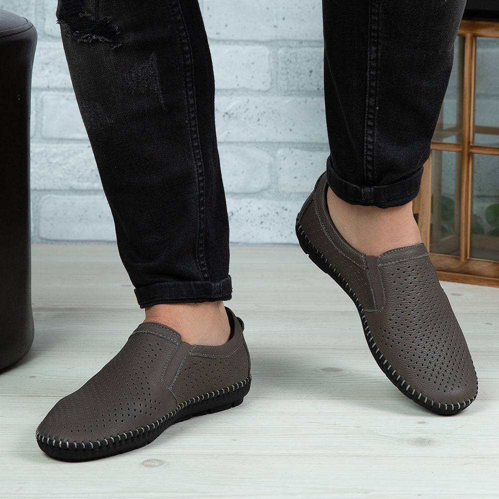 Mocasini Barbati Piele Naturala 600 Gri