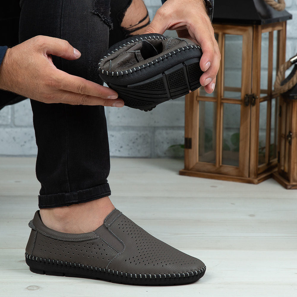 Mocasini Barbati Piele Naturala 600 Gri