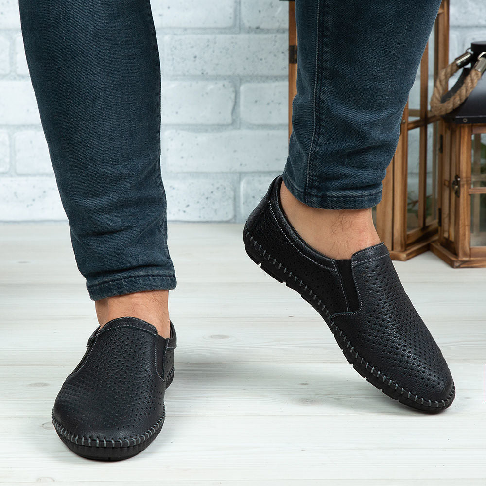 Mocasini Barbati Piele Naturala 600 Negru 0141