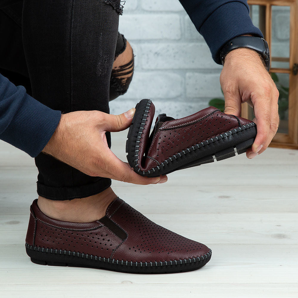 Mocasini Barbati Piele Naturala 600 Visiniu