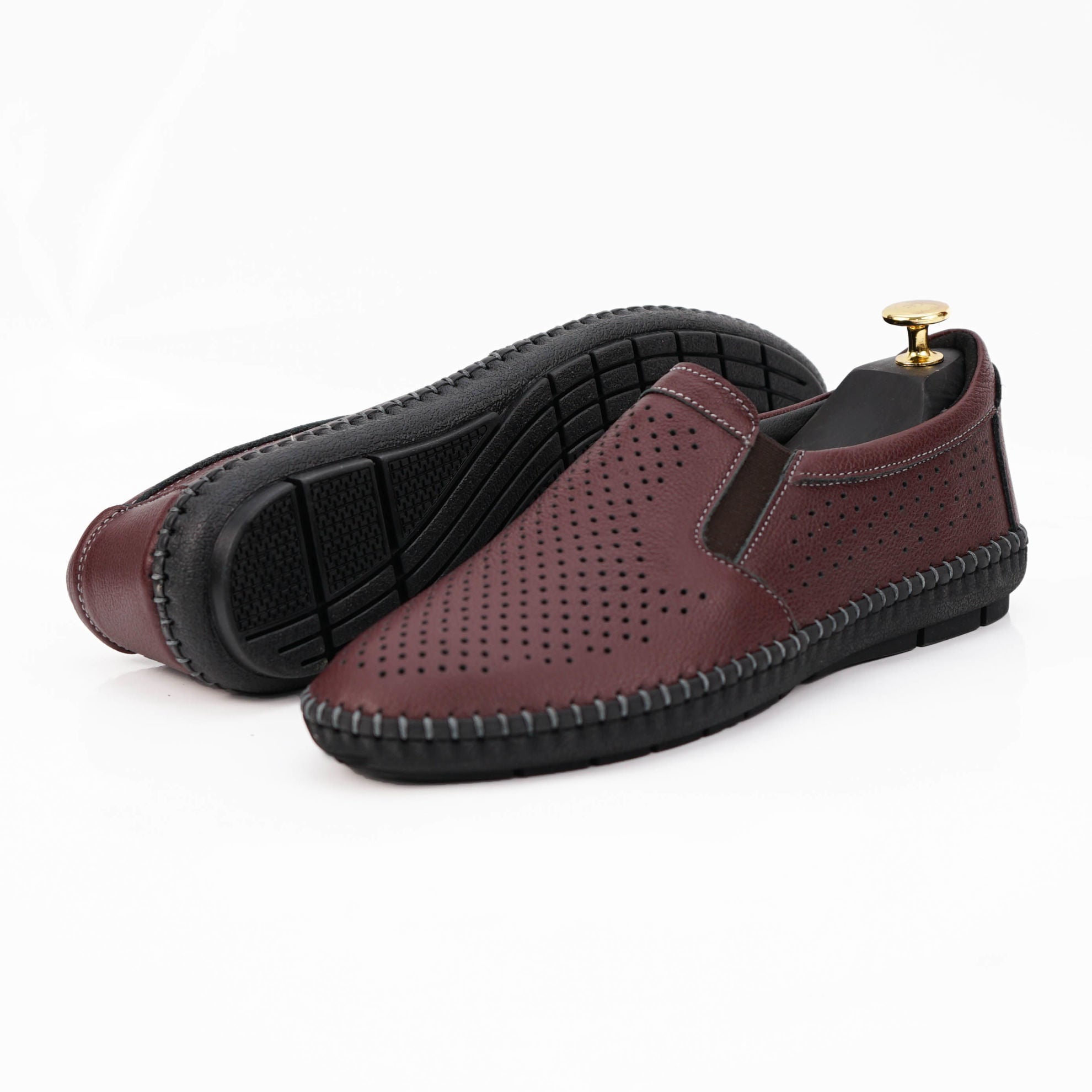 Mocasini Barbati Piele Naturala 600 Visiniu