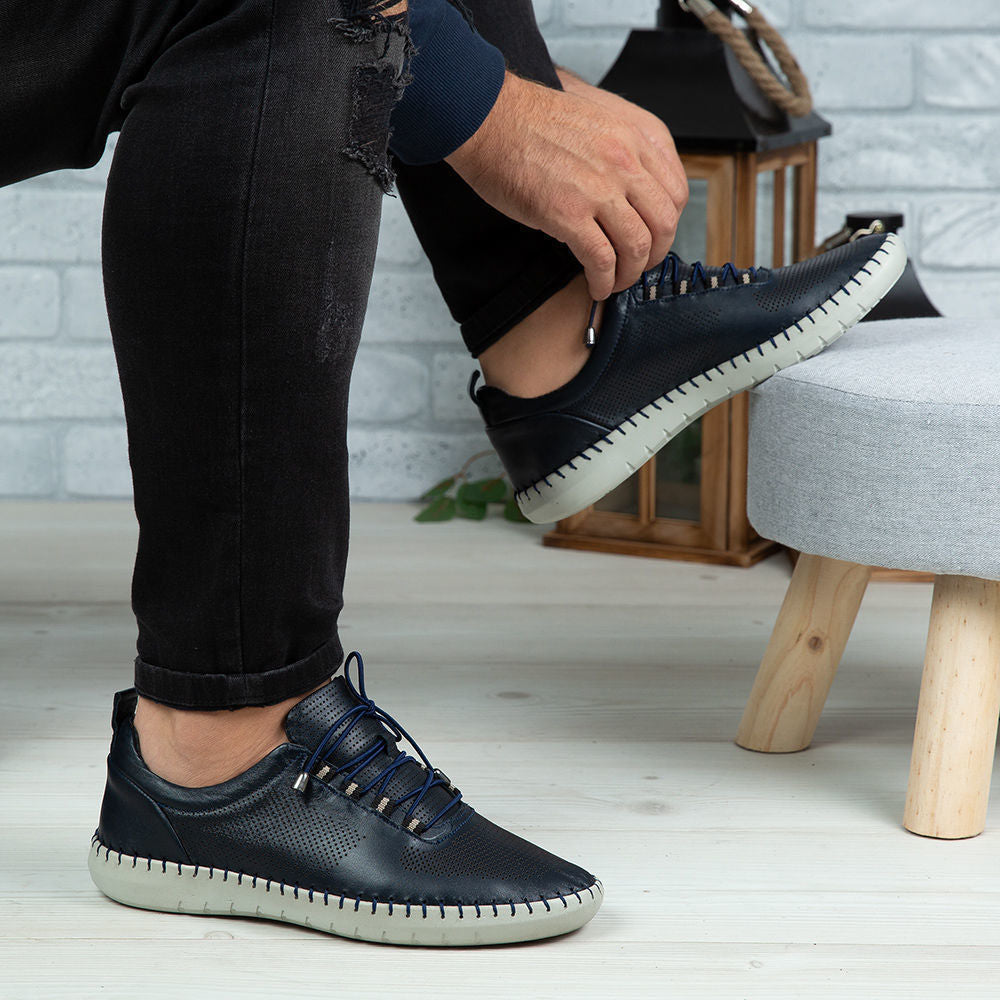Pantofi Casual Barbati Piele Naturala 691 Blue