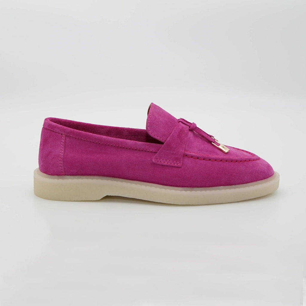 Pantofi 134 Casual Din Piele Naturala Intoarsa Culoare Magenta
