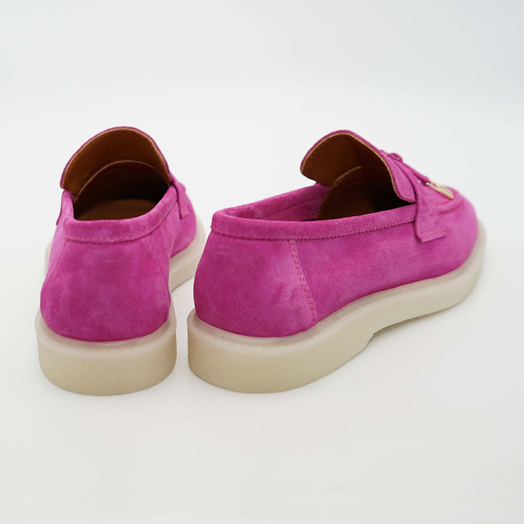 Pantofi 134 Casual Din Piele Naturala Intoarsa Culoare Magenta