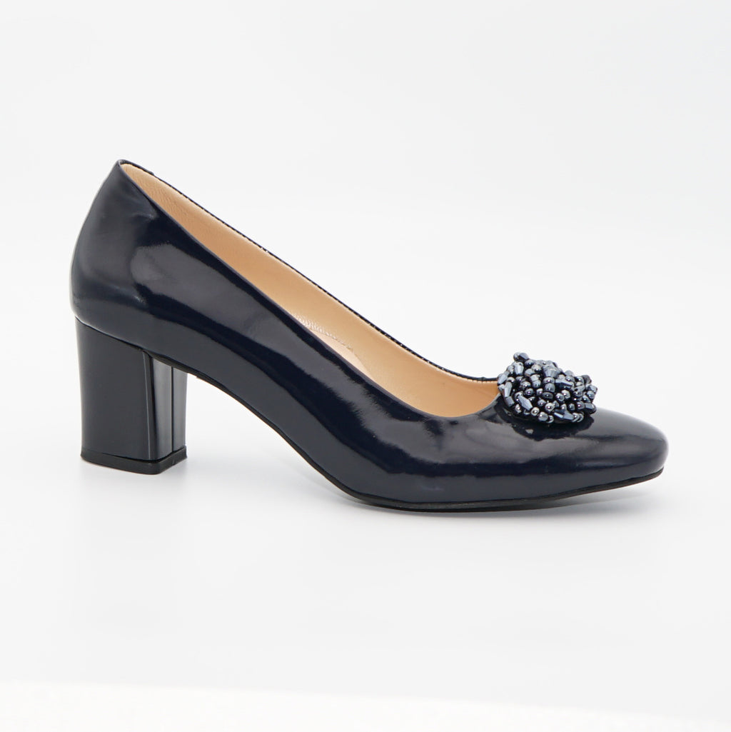 Pantofi Eleganti Dms 1868 Din Piele Naturala Lacuita De Culoare Bleumarin