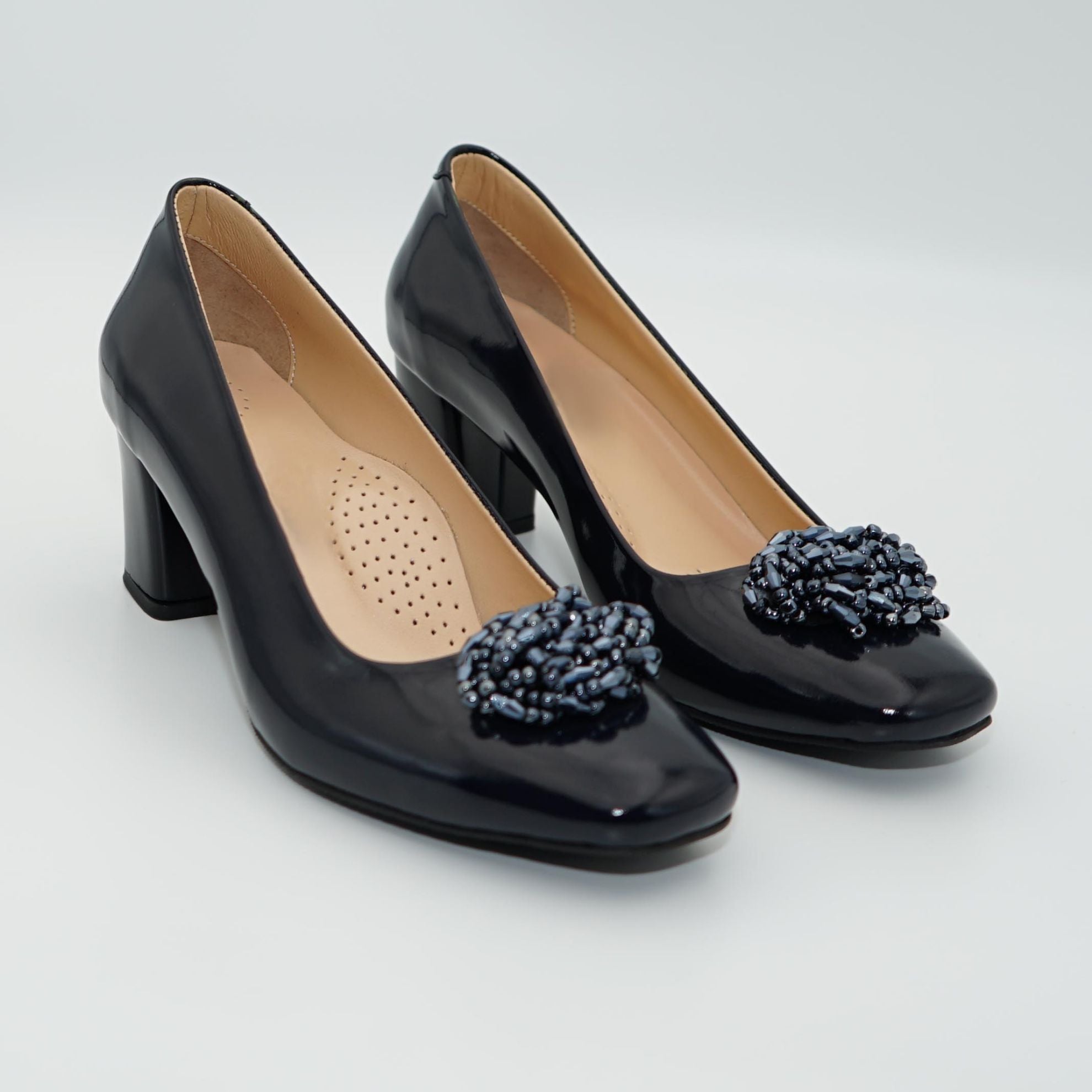 Pantofi Eleganti Dms 1868 Din Piele Naturala Lacuita De Culoare Bleumarin