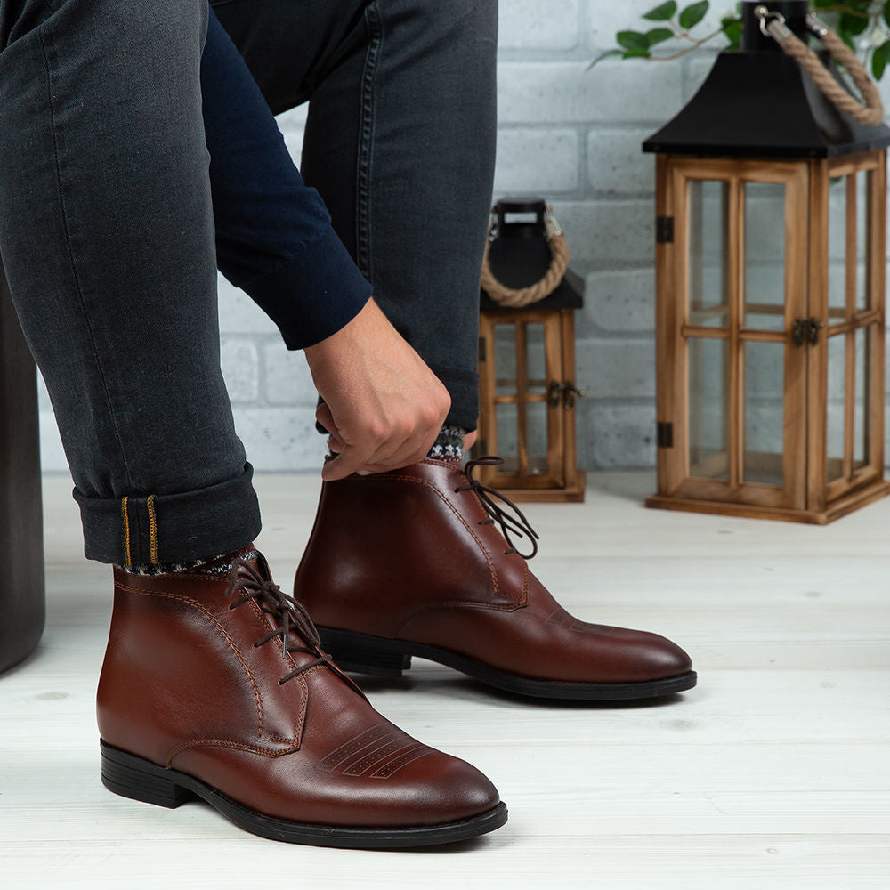 Ghete Barbati Piele Naturala Cn259 Maro