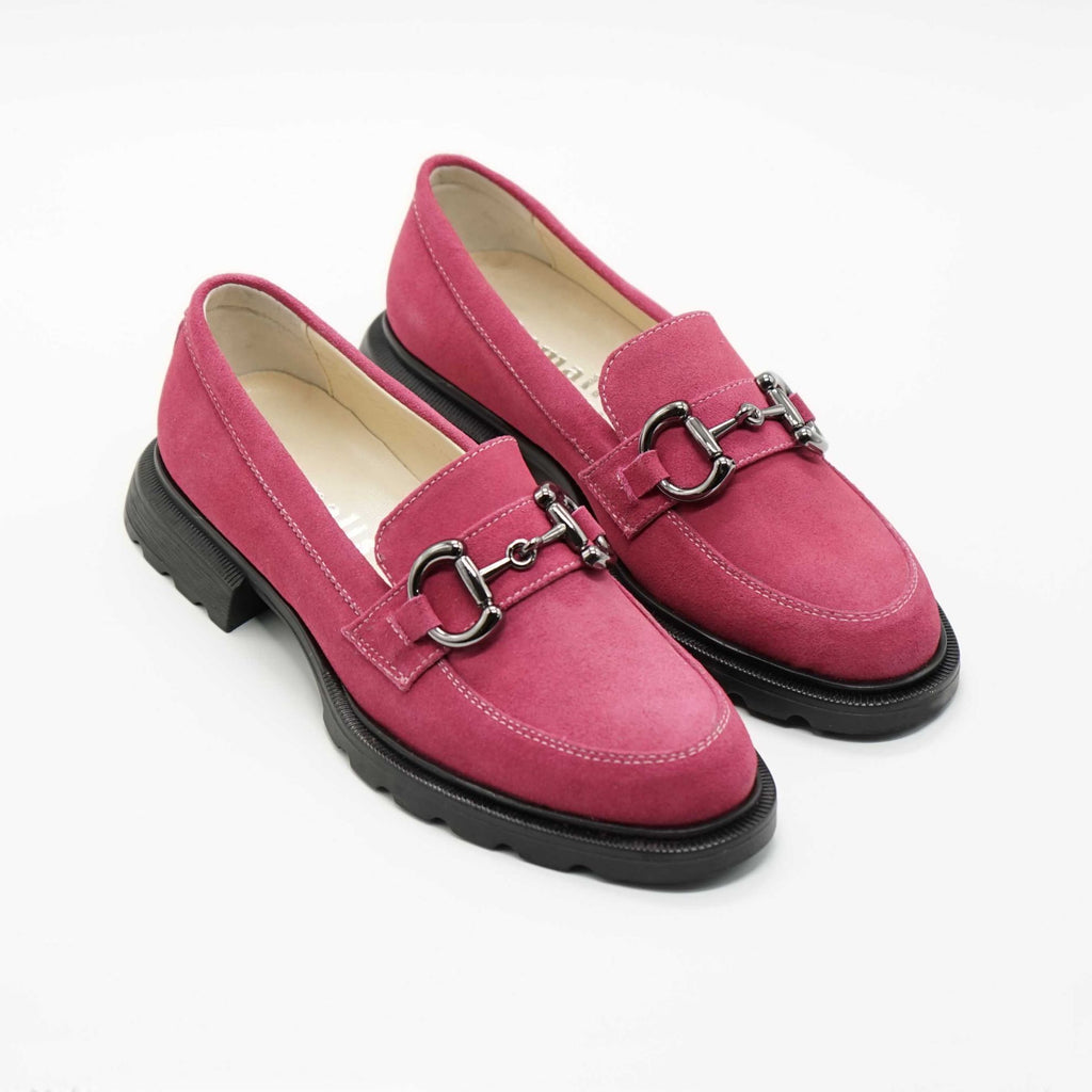 Mocasini Dama Din Piele Naturala Intoarsa Culoare Magenta 130
