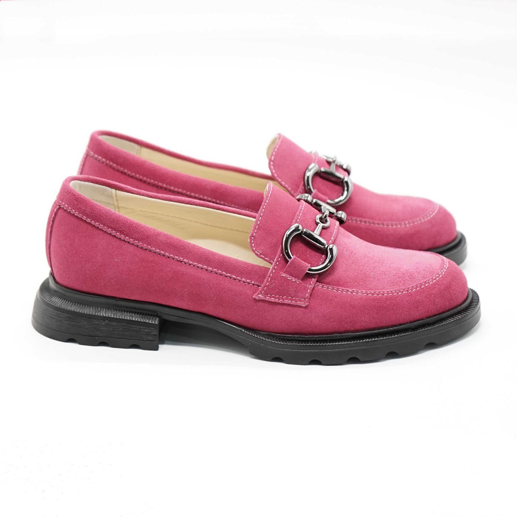 Mocasini Dama Din Piele Naturala Intoarsa Culoare Magenta 130