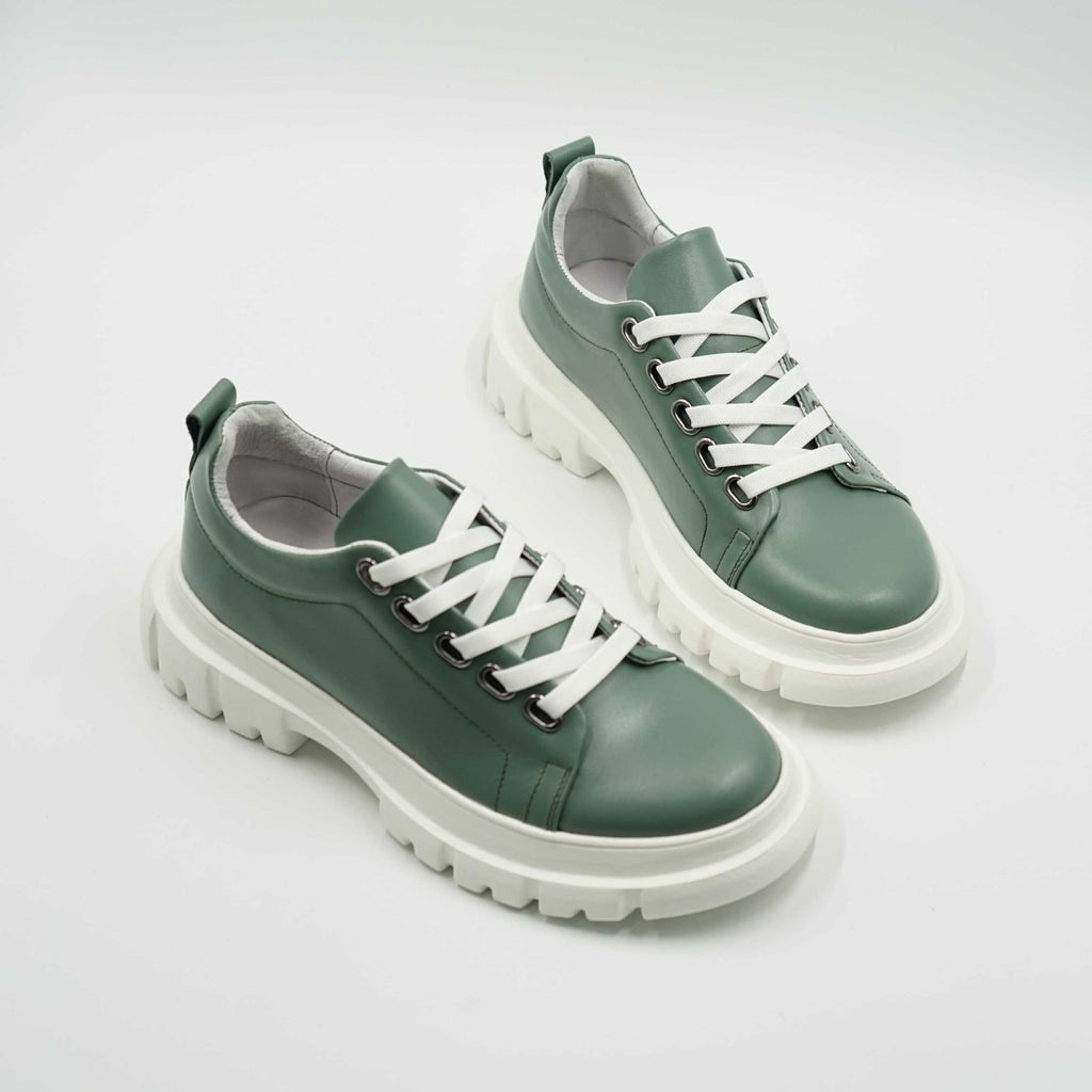 Pantofi 133 Casual Din Piele Naturala Culoare Verde