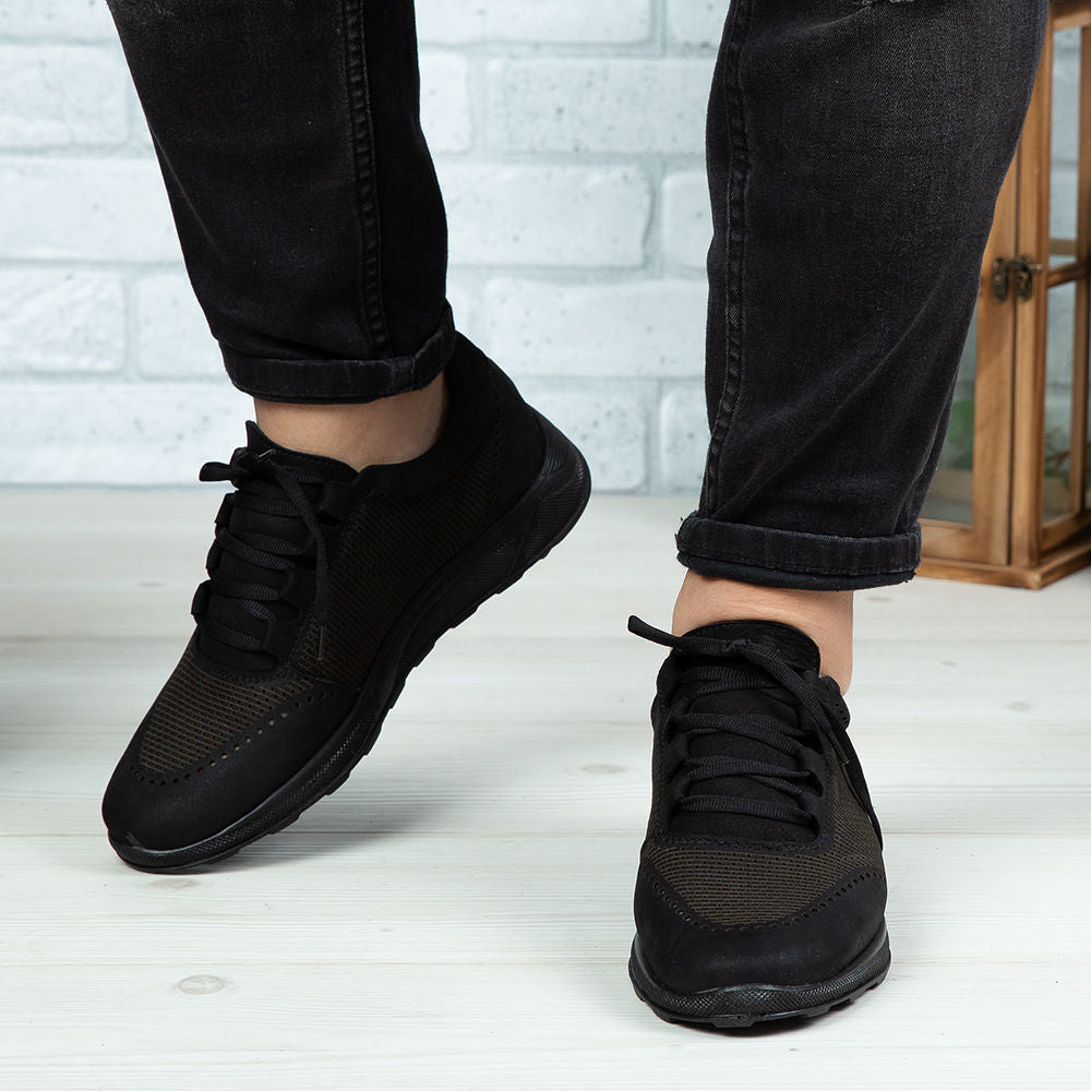 Pantofi Sport Barbati Piele Naturala 447 Negru Bufo