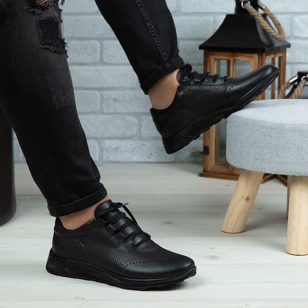 Pantofi Sport Barbati Piele Naturala 447 Negru Box