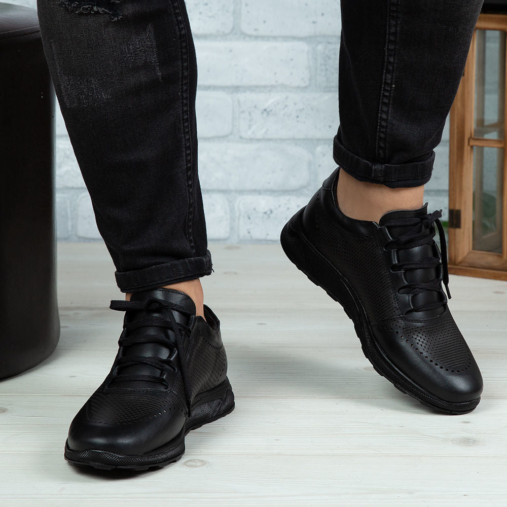 Pantofi Sport Barbati Piele Naturala 447 Negru Box