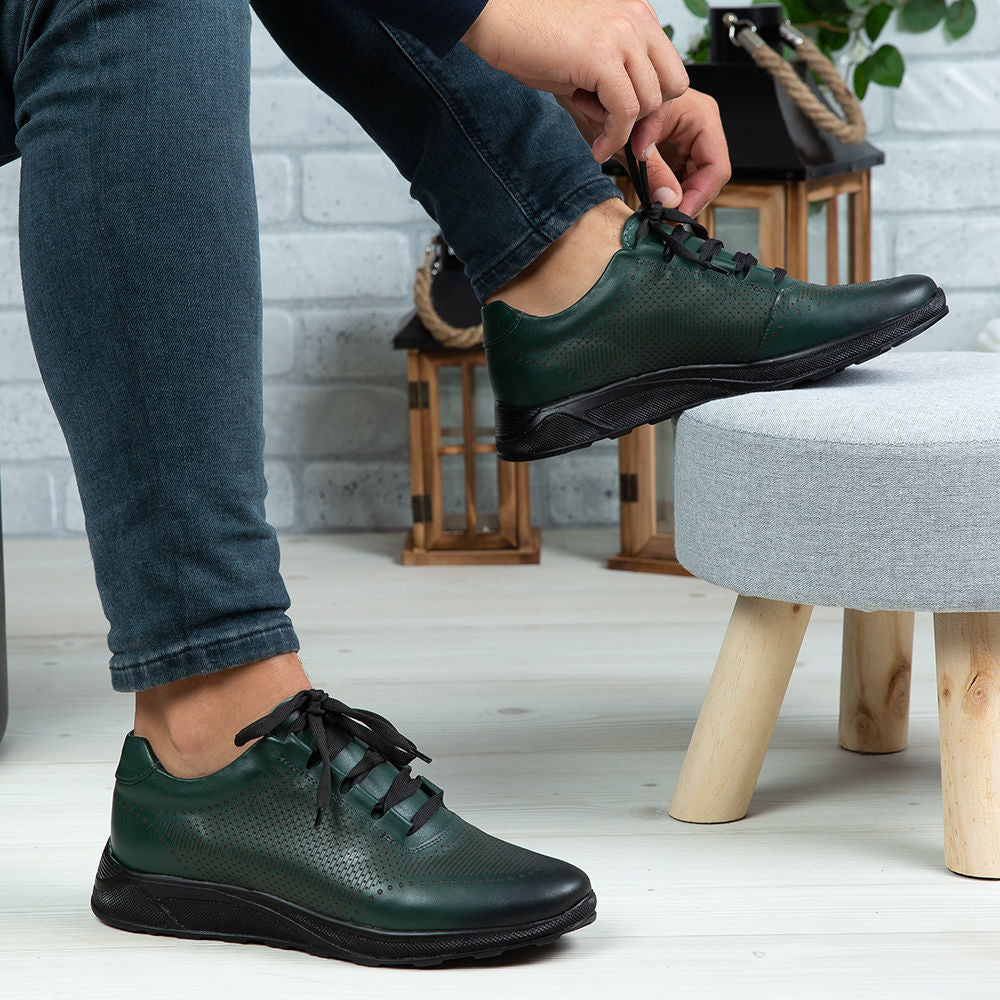 Pantofi Sport Barbati Piele Naturala 447 Verde Tn