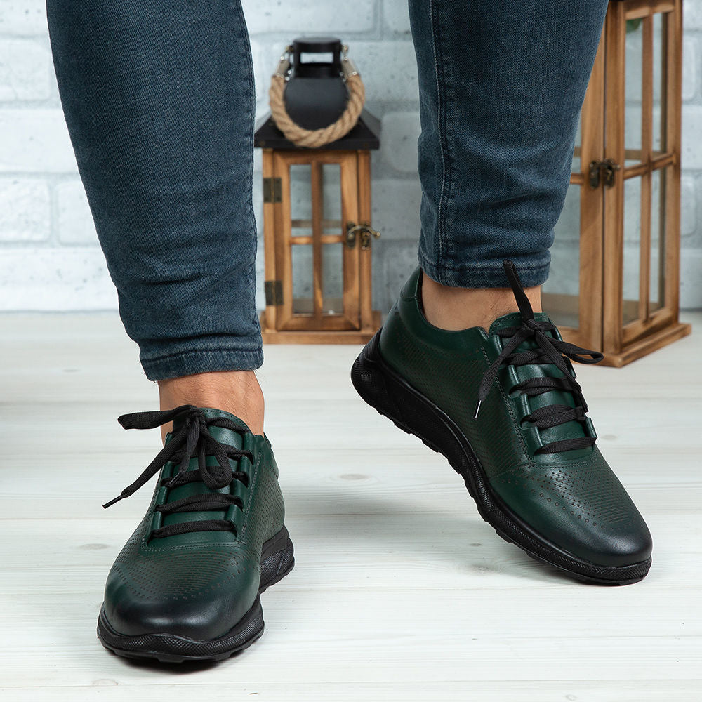 Pantofi Sport Barbati Piele Naturala 447 Verde Tn
