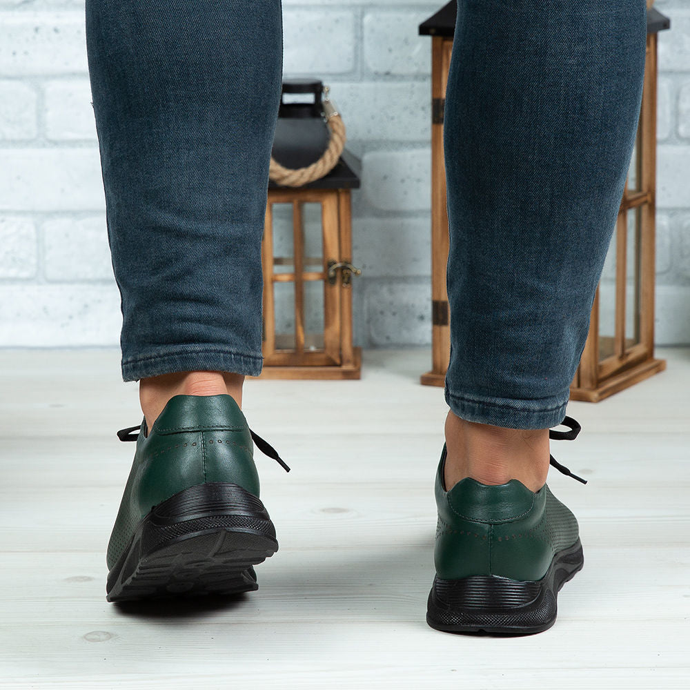 Pantofi Sport Barbati Piele Naturala 447 Verde Tn