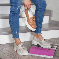 Mocasini Dama Culoare Alb Natur Din Piele Naturala Cod 131