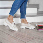 Mocasini Dama Culoare Alb Natur Din Piele Naturala Cod 131
