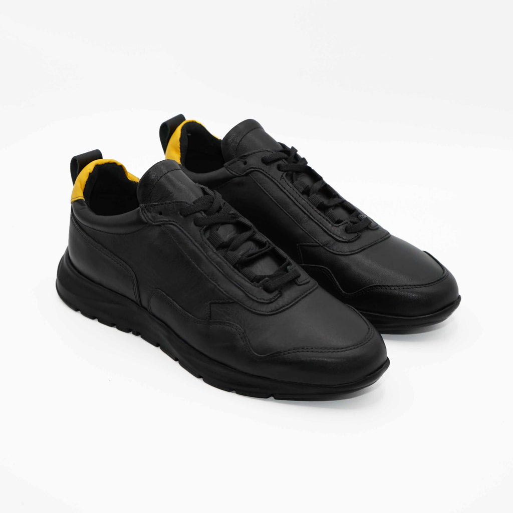 Pantofi Sport Barbati Piele Naturala 467 Negru Galben