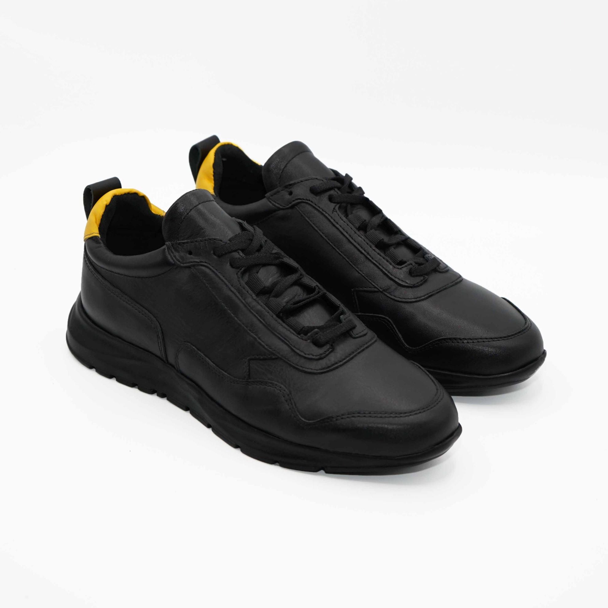 Pantofi Sport Barbati Piele Naturala 467 Negru Galben