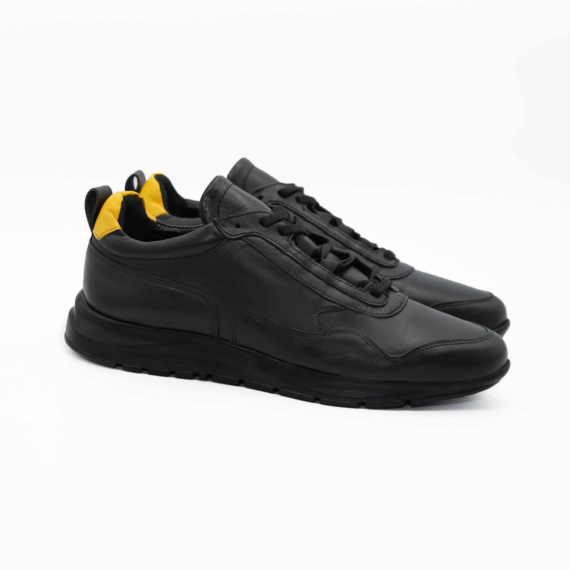 Pantofi Sport Barbati Piele Naturala 467 Negru Galben