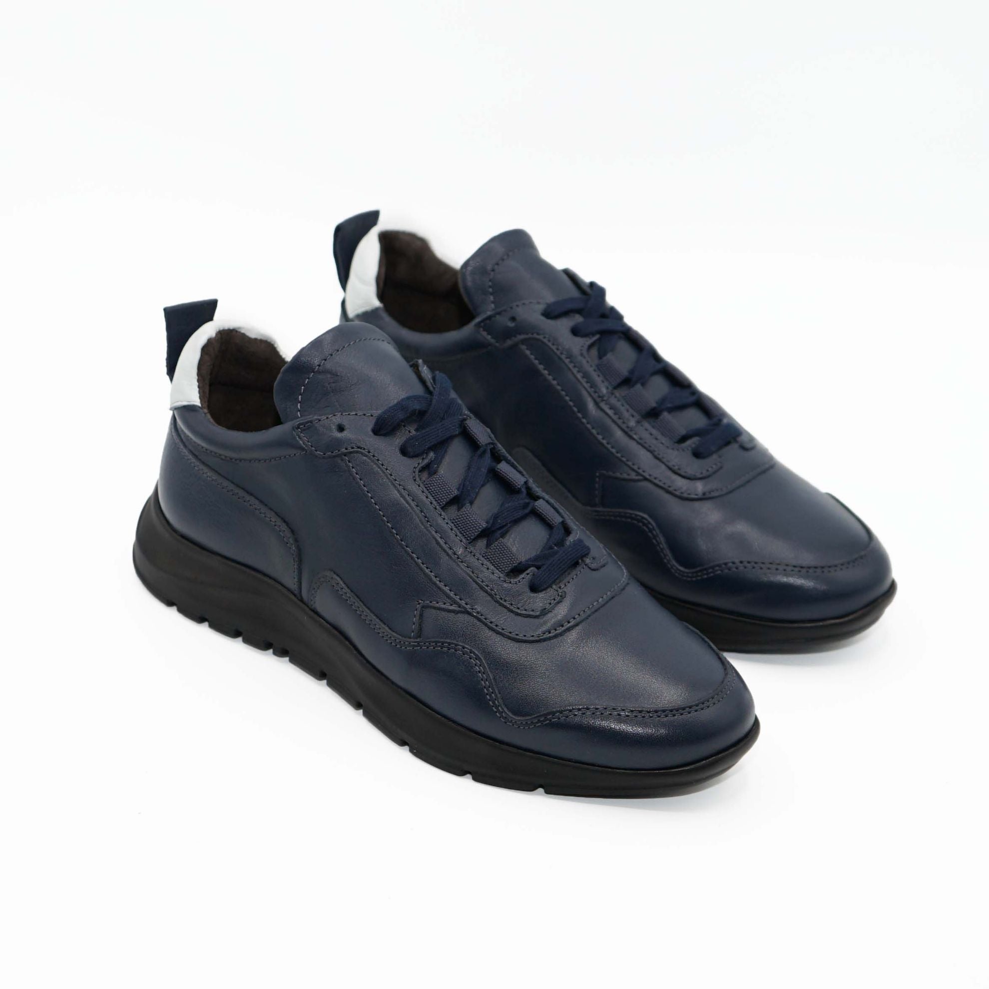 Pantofi Sport Barbati Piele Naturala 467 Bleumarin Talpa Neagra