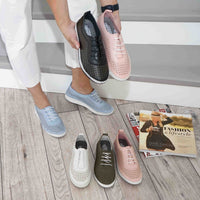 Pantofi Dama Casual Din Piele Naturala Cu Siret Elastic Cod 1800 Verde