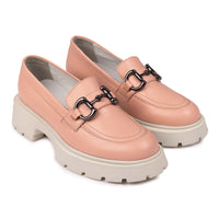 Mocasini Dama Nud Din Piele Naturala Cu Talpa Groasa F Usoara Cod 132