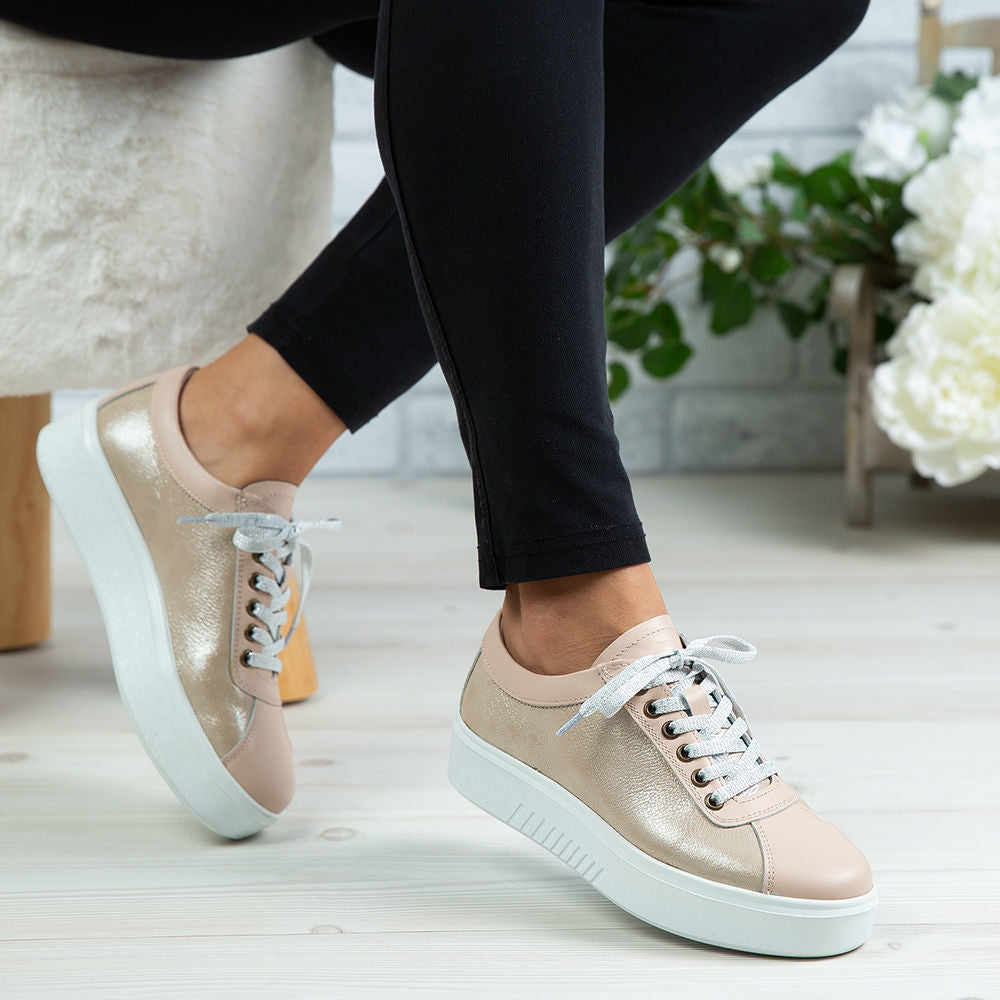 Pantofi Dama Piele Naturala 137 Bej Deschis