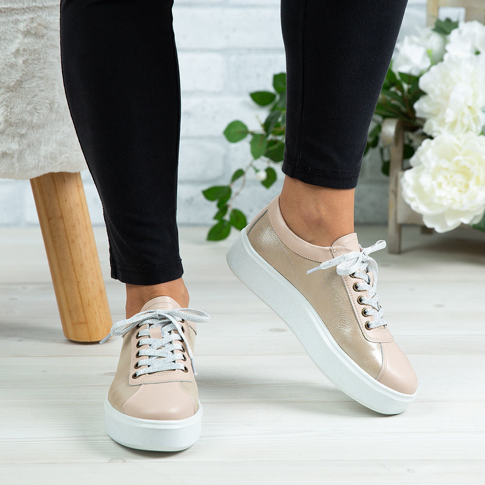 Pantofi Dama Piele Naturala 137 Bej Deschis
