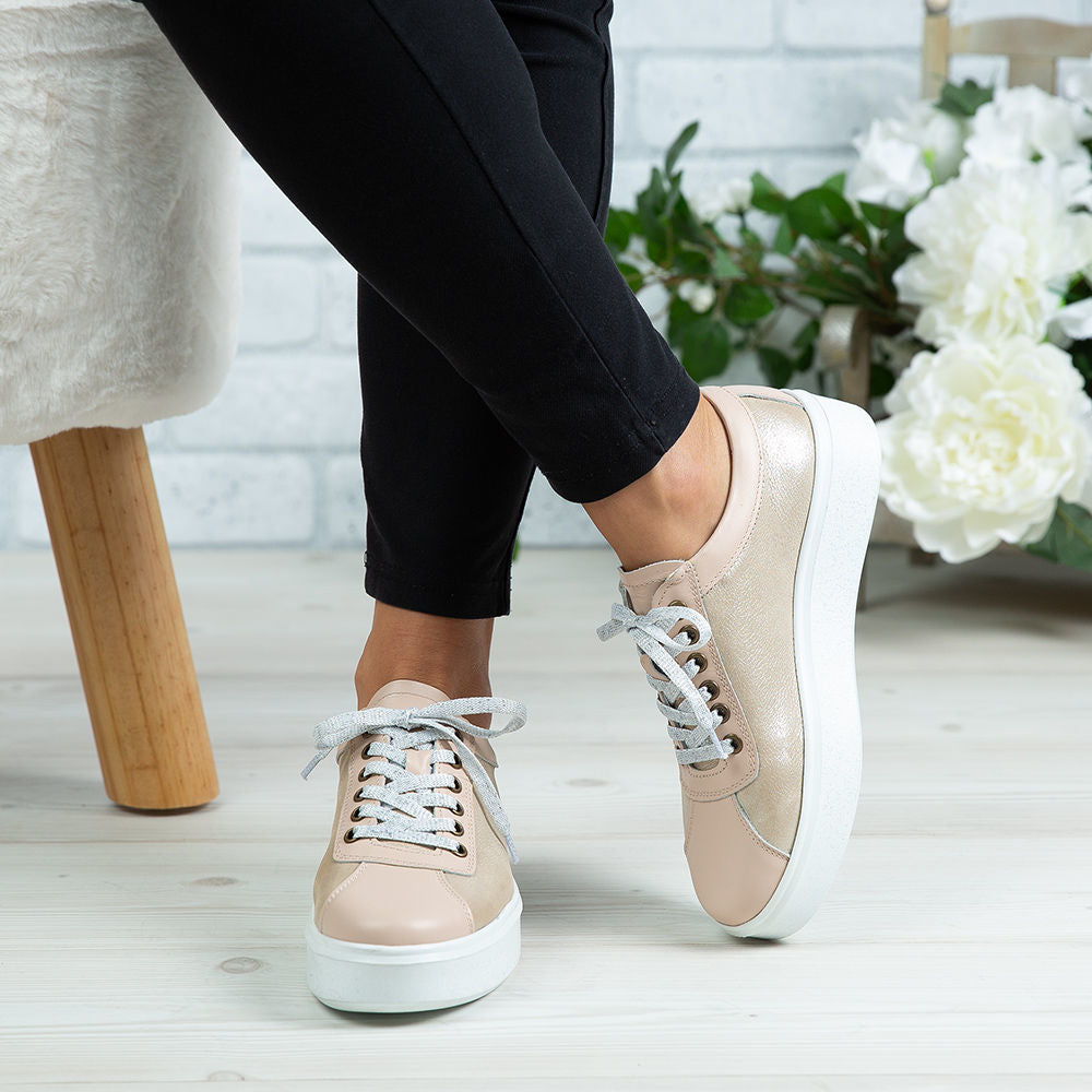 Pantofi Dama Piele Naturala 137 Bej Deschis