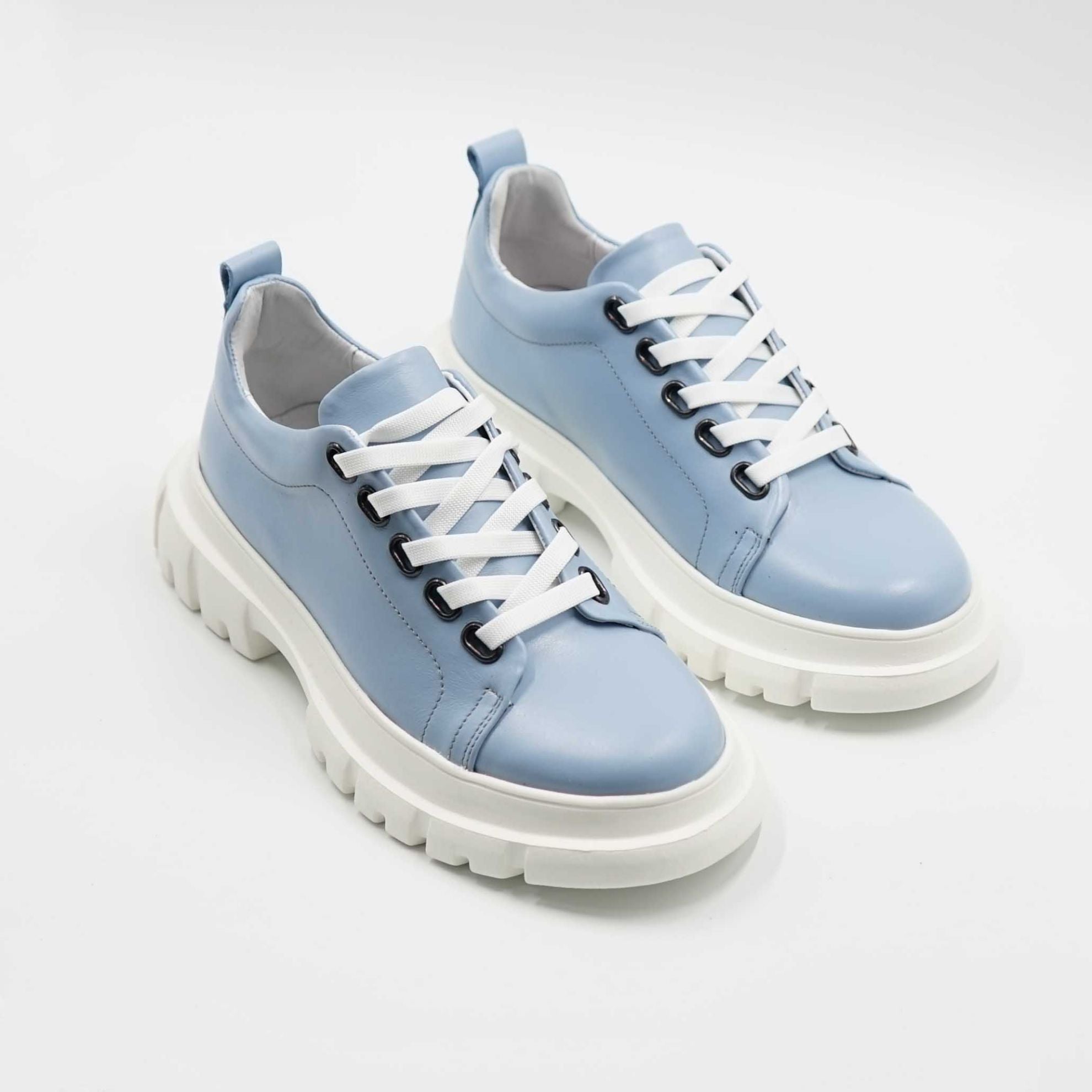 Pantofi 133 Casual Din Piele Naturala Culoare Albastru