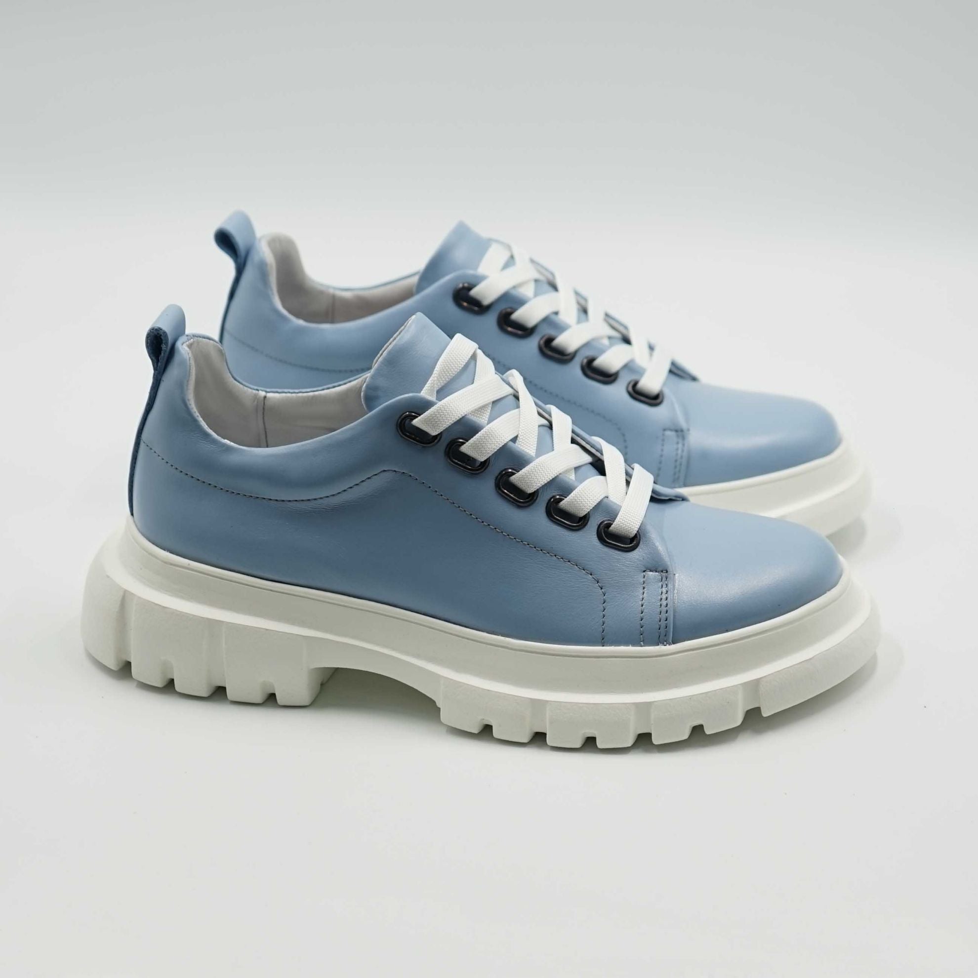 Pantofi 133 Casual Din Piele Naturala Culoare Albastru