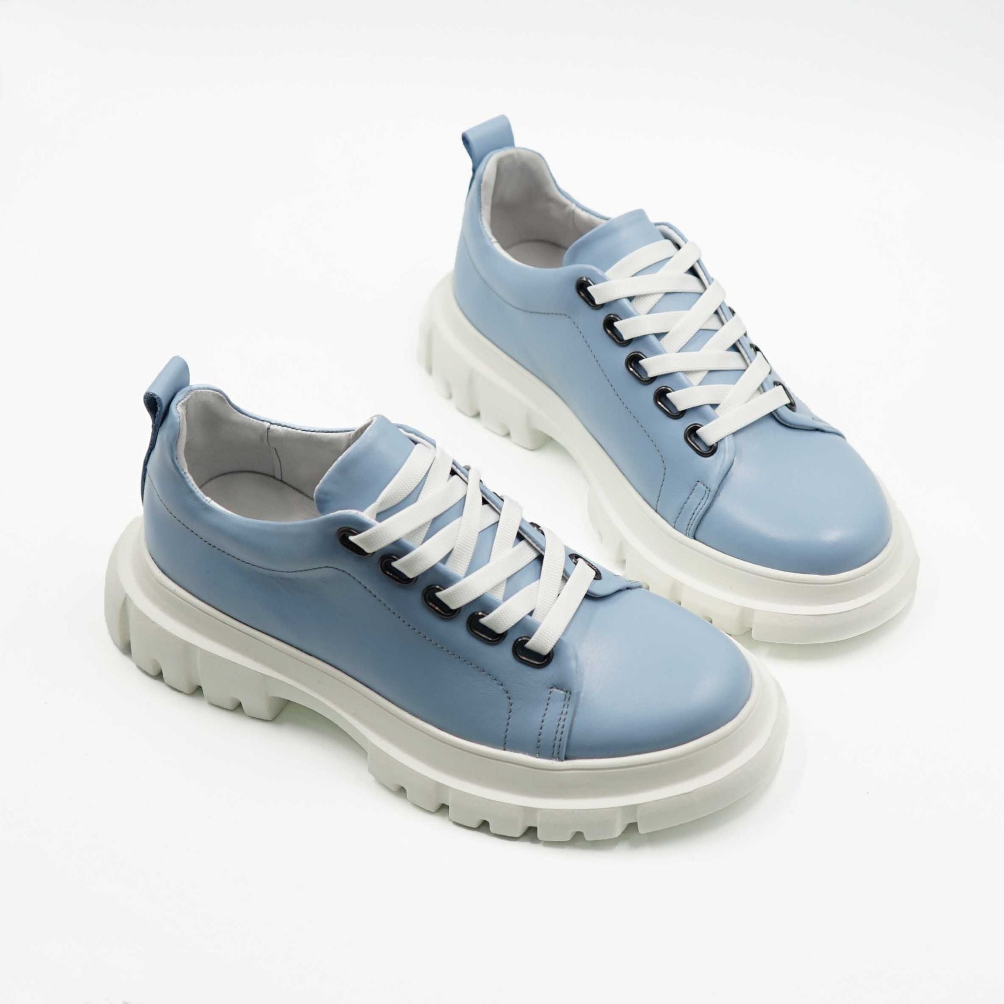 Pantofi 133 Casual Din Piele Naturala Culoare Albastru