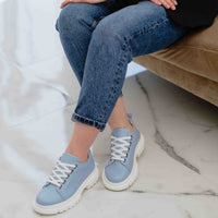 Pantofi 133 Casual Din Piele Naturala Culoare Albastru