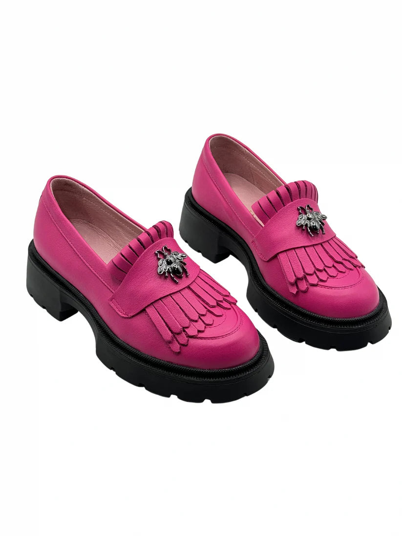 Mocasini Dama Culoare Magenta Tn Din Piele Naturala Cod 131
