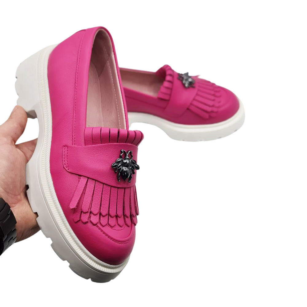 Mocasini Dama Culoare Magenta Ta Din Piele Naturala Cod 131