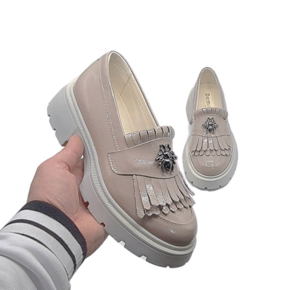Mocasini Dama Culoare Nude Din Piele Naturala Lacuita Cod 131