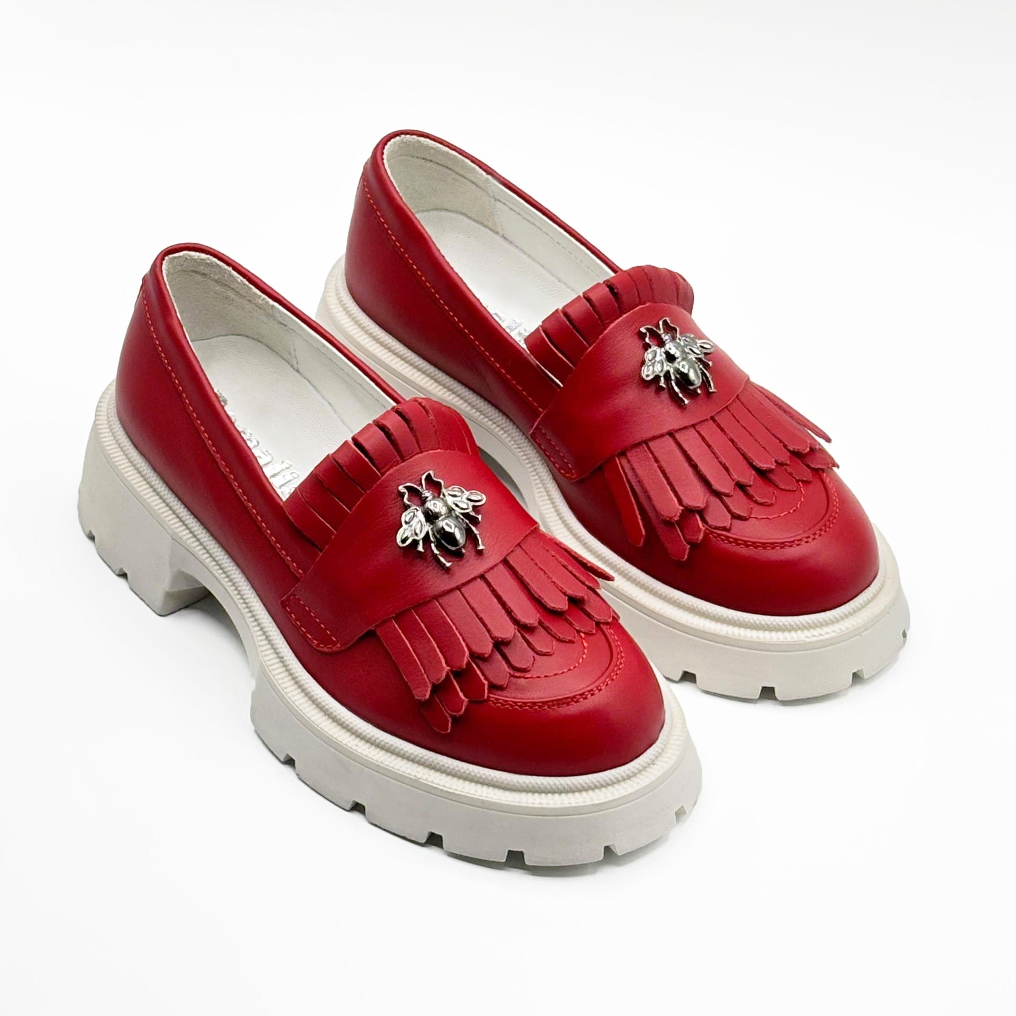 Mocasini Dama Culoare Rosie Ta Din Piele Naturala Cod 131